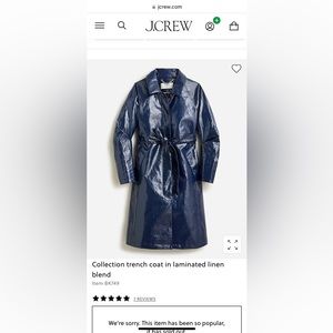 J Crew Collection Trench Coat in Laminated Linen